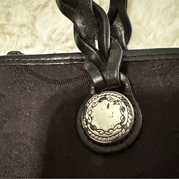 Brighton Black Embossed Tote Bag with Leather Handles - Picture 2 of 6